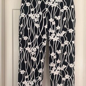 Talbots Black and White Floral Cropped Pants
